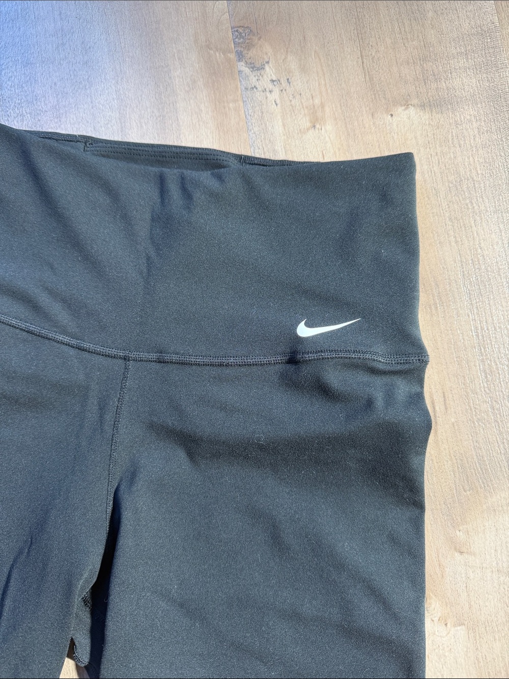 Nike Black High-Rise Bike Shorts with White Swoosh - Picture 2 of 5